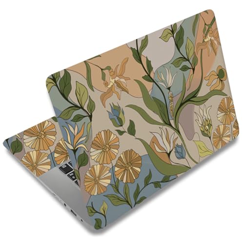 SUPERDANT 3Pcs Flowers Laptop Skin Sticker Cover Decal 14.9x10.6in Removable Botanical Laptop Wrap Scratch-Proof Waterproof PVC Vintage Plant Decals for 12-15.6 Notebook - style: Vintage botanicals