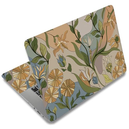 SUPERDANT 3Pcs Flowers Laptop Skin Sticker Cover Decal 14.9x10.6in Removable Botanical Laptop Wrap Scratch-Proof Waterproof PVC Vintage Plant Decals for 12-15.6 Notebook - style: Vintage botanicals
