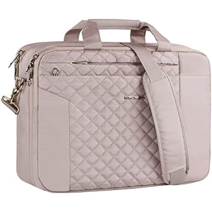 KROSER Laptop Bag 15.6 Inch Briefcase Shoulder Bag Water Repellent Laptop Bag Bussiness Carrying Handbag | Built-in luggage strap & TSA friendly, multi compartments, suitable for business, office, travel, men and women - color: Grey Pink