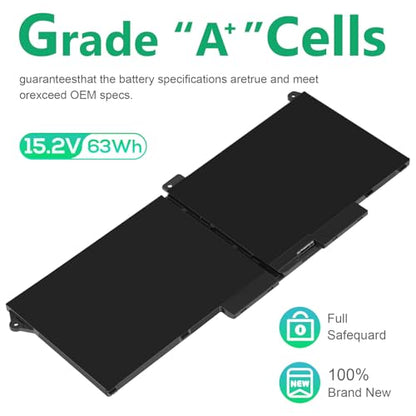 ASUNCELL RJ40G 63Wh Laptop Battery Replacement for Dell Latitude 15 5520 Latitude 14 5420 Precision 15 3560 Series M033W 01K2CF 075X16 WY9DX P137G P137G001 P104F P104F001 0WK3F1 0M3KCN 15.2V 3941mAh - size: RJ40G 10.83 × 5.12 × 0.73 in