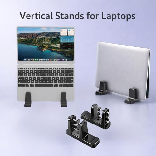 Ergonomic Vertical Laptop Stand – Space-Saving Cooling Laptop Stand for Desk Organization, Portable Stand, Compatible with MacBook Air Pro, Dell, HP, Lenovo, Tablets that Can Open 180°