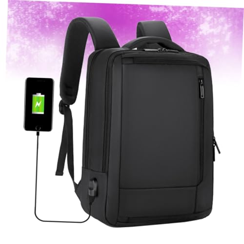 Large Capacity USB Charging Business Backpack for Men Laptop Bag with Built Charging Port Portable Work Bookbag for Commuting and Office Use Black