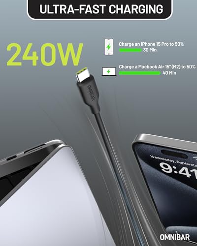 USB C to USB C Cable 6FT, Soft Silicone 240W Fast Charging Cable | Soft-Touch Finish, Tangle-Free Design, PD Fast Charging, for iPhone 17/16/15, Galaxy S26/S25, Earbuds, iPad, MacBook Air/Pro - color: C to C Silicone Black