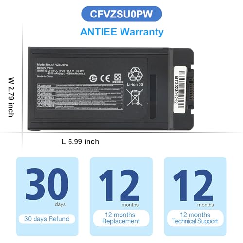 CF-VZSU0PW CF-VZSU0PR Laptop Battery for Panasonic TOUGHBOOK CF54 CF-54 Mk1 | 54 Gloved Multi Touch, 54 Prime CF-VZSUOPW CF-VZSU0GW CF-VZSU0KR 46Wh 4200mAh - size: 5.5*2.8*0.7inch CF-54