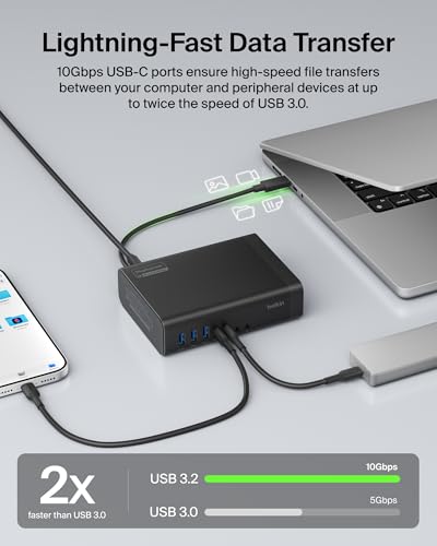 Belkin Connect 16-in-1 Docking Station 100W, Triple Display USB C Dock w/ 4K@60Hz Support, DisplayLink Technology - USB C Dock w/ 10Gbps Data Transfer, 2.5Gb Ethernet Port - Laptop Expansion Hub - style: 16-in-1, Triple Display, 100W