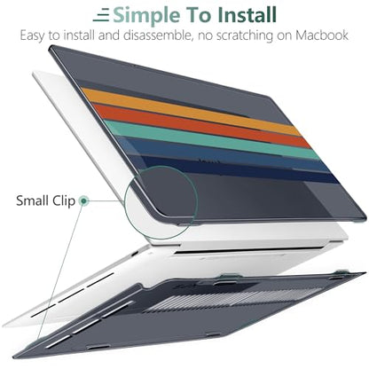 Batianda Retro Stripes Case for Dell XPS 13 Laptop 2024 2025 | Fits Model 9340/9345/9350 13.4" Display, Lightweight Slim Hard Shell Protection for Men, Women, and Students - color: Stripe