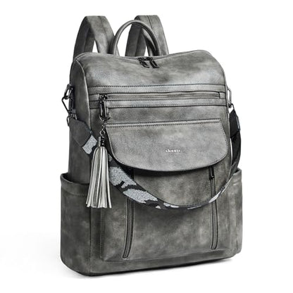 Laptop Backpack for Women 15.6 inch,Travel Leather Backpack Purse Nurse Teacher Carry on Backpack Computer Bag,Professional Water-Resistant College Business Work Casual Daypack,Deep Gray - color: Two-toned Deep Gray