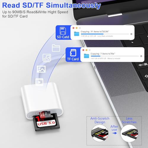 for iPhone 17e 17 Air 17 Pro Max, SD Card Reader for iPhone 16e 16 Pro Max Plus 15 iPad Mac, USB C Micro SD Card Adapter Camera Memory Card Reader for SD,Micro SD,SDHC,SDXC,TF Card,Micro SDHC,UHS-I/II