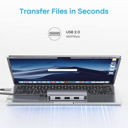 UANTIN USB C to Dual HDMI Adapter 4K@60Hz, 6-in-1 HDMI Splitter Extend Display for Dual Monitors with 100W PD, 3*USB-A, Docking Station Dual Monitor Compatible with Dell XPS, HP, MacBook Pro/Air, etc