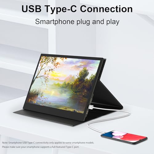 13.3" Touchscreen Portable Monitor, 1080P FHD IPS Display, USB-C & HDMI Plug-and-Play, Dual Speakers, Smart Cover & VESA Mount, External Monitor for Laptop, PC, Smartphone & Game Consoles