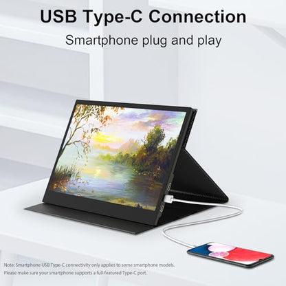 13.3" Touchscreen Portable Monitor, 1080P FHD IPS Display, USB-C & HDMI Plug-and-Play, Dual Speakers, Smart Cover & VESA Mount, External Monitor for Laptop, PC, Smartphone & Game Consoles