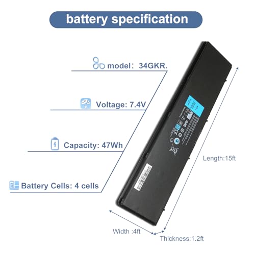 LQM E7440 Laptop Battery Replacement for Dell Latitude 14 7000 | E7450 E7440 E7420 Series PFXCR 34GKR F38HT G95J5 0G95J5 3RNFD G0G2M T19VW V8XN3 909H5 0909H5 5K1GW 451-BBFT 451-BBFV Battery - color: E7440