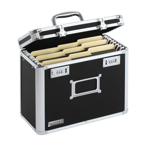 Vaultz File Organizer Storage Box, Letter Size, 14 x 7 x 12.19 In, Black | Locking storage tote with dual combination locks, keeps office documents secure and organized for filing needs - color: Black, size: Letter