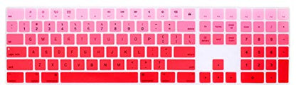 Ultra Thin Silicone Full Size Wireless Numeric Keyboard Cover Skin for Mac 2017 Magic Keyboard with Numeric Keypad MQ052LL/A A1843 US Layout,Ombre Red - color: Ombre Red