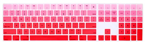 Ultra Thin Silicone Full Size Wireless Numeric Keyboard Cover Skin for Mac 2017 Magic Keyboard with Numeric Keypad MQ052LL/A A1843 US Layout,Ombre Red - color: Ombre Red