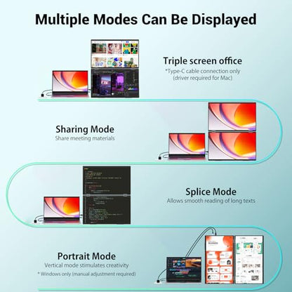 InnoView 18.5" 100Hz Dual Portable Monitor Built-in Speakers 115% sRGB 315°Adjustable Dual Stacked Folding Monitor (Wins/Mac) 1080P Laptop Screen Extender for Laptop(No Driver Needed) - size: 18.5 inches