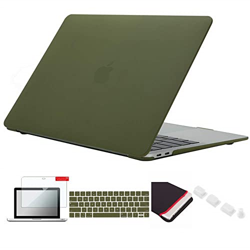 Se7enline Compatible with MacBook Pro 13 inch Case for Mac Pro 13.3 inch A1706/A1989/A2159 with Touch Bar 2016/2017/2018/2019 Keyboard Cover&Sleeve Bag&Screen Protector&Dust Plug, Avocado Green - color: Avocado Green, size: 13 inch (2016-2019 Version)