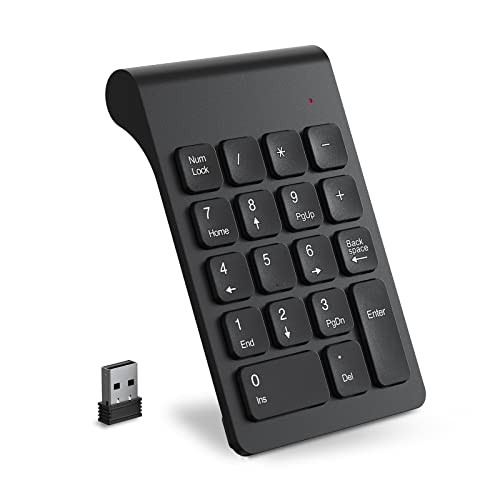 cimetech Wireless Number Pad, 18 Keys Numeric Keypad with USB Receiver | Office Accounting, Portable, Mini, for Laptop PC Computer Desktop Surface Pro Notebook - color: 2.4G-Black