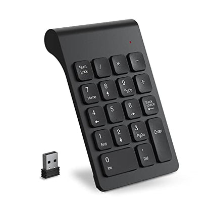 cimetech Wireless Number Pad, 18 Keys Numeric Keypad with USB Receiver | Office Accounting, Portable, Mini, for Laptop PC Computer Desktop Surface Pro Notebook - color: 2.4G-Black
