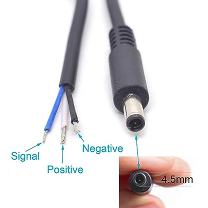 2Pack 1FT 4.5x3.0mm DC Bare Cord Power Pigtail Cable for Dell Laptop Repair | 4.5x3.0mm Small Pin Male, 3 Wire Open End Cable,0.3M Powe Adapter Cord for Dell Latitude XPS Inspiron Power Supply DIY Cable - size: 4.5x3.0mm Male