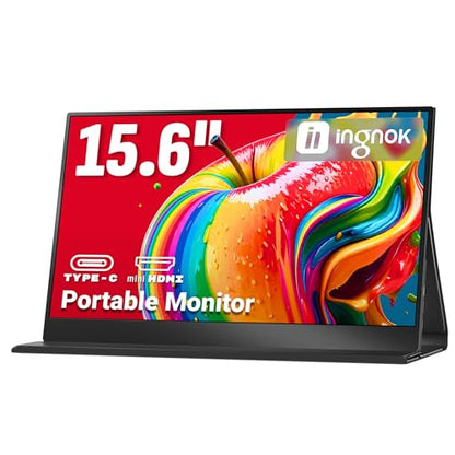 Ingnok Portable Monitor for Laptop,15.6'' 1080P, with Magnetic Case | 1080P 1.44lbs Ultra-slim Travel Monitor, USB C Mini HDMI for Mac,mini PC,Built-in speakers,VESA-ready,Easy to Carry - size: 15.6 inches