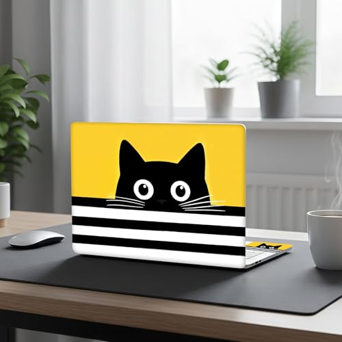 Aesthetic Laptop Skin Cover,12-15.6 Inch Universal Vinyl Sticker Decal,Waterproof Scratch-Resistant Notebook Wrap,Removable Residue-Free Protector,Black Cat Peek - color: Black Cat Peek