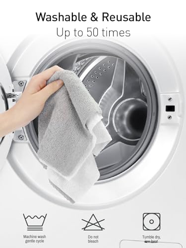 Fantasticlean Microfiber Cleaning Cloth Roll- 75 Sheets, 12" x 12" (Grey) | Super Absorbent, Lint-free, Tear-away Microfiber Towel Roll, for All-Purpose Cleaning, Reusable Alternative to Paper Towels