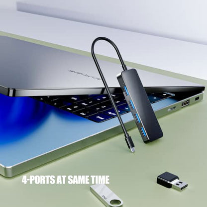 Eanetf 4-Port USB C Hub USB 3.0 Splitter for Mac iPad Dell | 4-port USB C to USB 3.0 hub, 5Gbps high-speed data, Plug and play no drivers, For laptop/PC/Mac/iPad/Chromebook,
