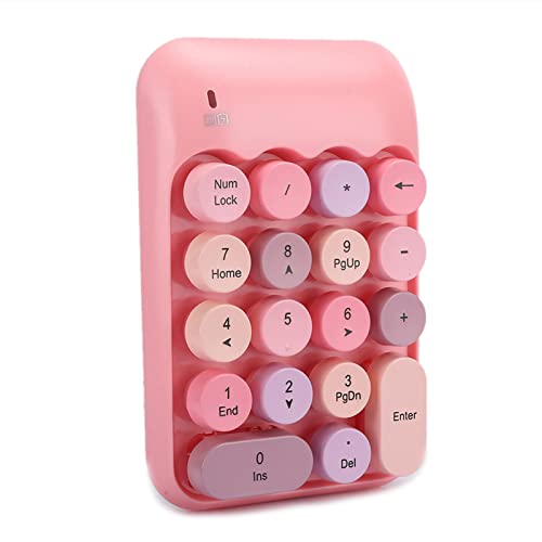 Mini 2.4G Wireless Numeric Keypad, Vintage Colorful Round Cap Num Keyboard Waterproof 18 Keys for Students, Accountant, Office, Financial Accounting