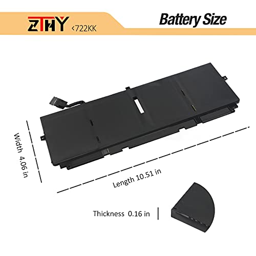 722KK Laptop Battery for Dell XPS 13 9300 2020 Edition XPS 13 9310 2020 | Edition XPS 13 9380 2020 Edition P117G P117G002 P117G001 Series 0WN0N0 WN0N0 02XXFW 2XXFW FP86V 7.6V 52Wh - size: 10.51*4.06*0.16 inch 722KK