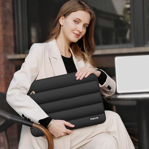 MOSISO Laptop Case 17.3 inch, 17-17.3 inch Puffy Laptop Sleeve Compatible with Dell XPS/HP Pavilion/Ideapad/Acer/Alienware/HP Omen Notebook Computer, Polyester Horizontal Bag with Small Case, Black - color: Black, size: 17.3 inch