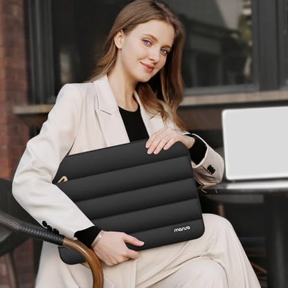 MOSISO Laptop Case 13.3 inch,13-13.3 inch Puffy Laptop Sleeve Compatible with MacBook Neo/Air 13.6 M5 M4 M3 M2 M1/Pro 13/14,HP Dell ASUS Lenovo,Polyester Horizontal Bag with Small Case, Black - color: Black, size: 13.3 inch