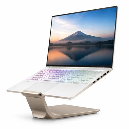 Laptop Stand for Desk – Ergonomic Laptop Riser, Improves Posture & Reduces Neck Pain, Stable No-Wobble Design, Cooling Airflow, Fits 10–17” Laptops, Office & Home Setup (Metal Champagne) - color: Metal Champagne
