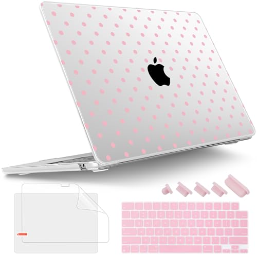 Tuiklol for MacBook Air 13 inch Case M5 2026 M4 2025 M3 2024 M2 2022 Release Model A3449 A3240 A3113 A2681,Plastic Hard Shell Cover for MacBook Air 13.6 with Touch ID, Spot-Pink - color: Spot-Pink