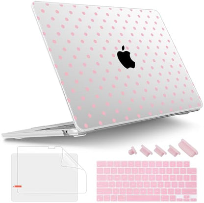 Tuiklol for MacBook Air 13 inch Case M5 2026 M4 2025 M3 2024 M2 2022 Release Model A3449 A3240 A3113 A2681,Plastic Hard Shell Cover for MacBook Air 13.6 with Touch ID, Spot-Pink - color: Spot-Pink