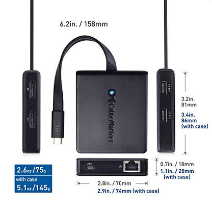 Cable Matters Dual 4K Monitor USB C Hub with DisplayPort 1.4, 100W PD | 2x 4K@60Hz DP, Windows Only, macOS Not Supported, Thunderbolt 4/3 and USB4 Compatible, for Surface Pro, XPS