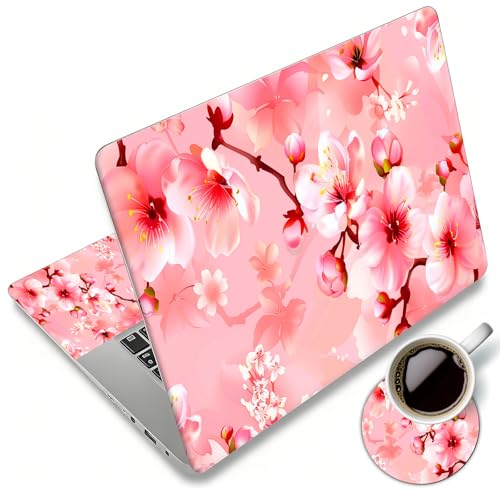 Laptop Skin Sticker Decal 12"-15.6" Universal Laptop/Notebook/Netbook Vinyl - Waterproof Scratch Resistant,Fits HP Dell Lenovo MacBook,2 Free Wrist Pads,Easy Apply & Remove,Cherry Blossom Pink - color: Cherry Blossom Pink