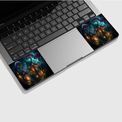 Universal Laptop Skin Sticker with 2 Wrist Pad Skins, Waterproof Scratch Resistant Vinyl Laptop Cover Decal, Cut to Fit for 11–15.6 Inch MacBook HP Dell Lenovo, Giant Mushroom House - color: Giant Mushroom House