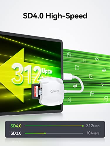 USB C SD Card Reader 4.0, QUUGE 2-in-1 UHS-ii Memory Card Reader, Micro SD Card Reader Type-C, Compatible with SDXC, SDHC, SD, MMC, RS-MMC, Micro SDXC, Micro SD, Micro SDHC, iPad Pro, Air MacBook Pro