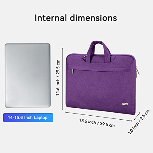 Voova 15.6-15 Inch Laptop Sleeve with Handle, MacBook Sleeve, Purple | Splash-proof 15.6-inch laptop sleeve with handle and removable strap; fits notebooks and MacBook Pro for daily commute - color: Purple, size: 14-15.6In & 2019 New Macbook Pro 16 Inch