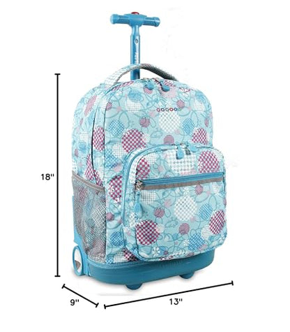 J World Sunrise Kids Rolling Backpack with Wheels for Girls Boys, Roller Bookbag for School, 18 x 13 x 9 Inches, Dandelion - color: Dandelion
