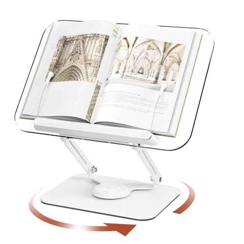 BYMECOST Acrylic Book Stand for Reading, Adjustable Book Holder, White - color: White, size: 11.8"