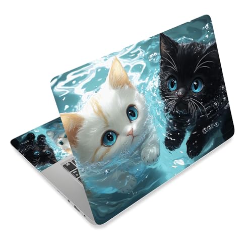Aesthetic Laptop Skin Cover,12-15.6 Inch Universal Vinyl Sticker Decal,Waterproof Scratch-Resistant Notebook Wrap,Removable Residue-Free Protector,Cute Cats Swimming - color: Cute Cats Swimming