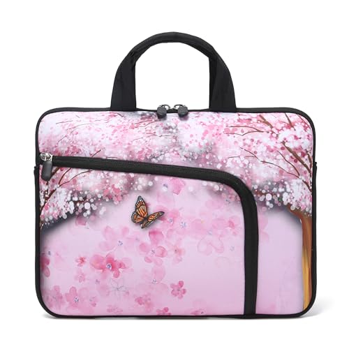 15 15.4 15.6 inch Laptop Handle Bag Computer Protect Notebook Sleeve Neoprene Cover Soft Carrying Case with Extra Pockets - color: Beautiful Plum Bossom