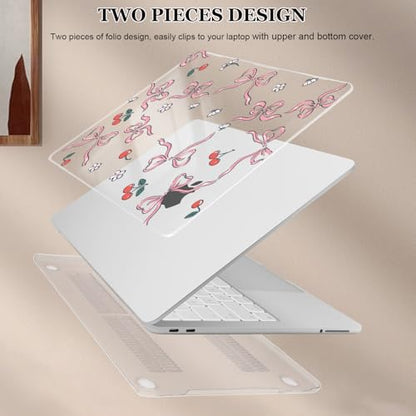 for MacBook Neo 13 inch Case 2026 A3404 with A18 Pro Chip, Anti-Scratch Slim Pattern Plastic Hard Shell Case 13-inch Neo Protective Cover with Keyboard Cover & Screen Film, Flowers & Bows - color: Flowers & Bows