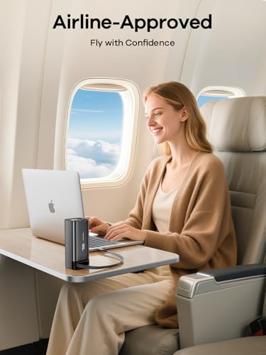 REWONDER 100W Power Bank Fast Charging 20000mAh with Built-in Retractable USB-C Cable, Portable Charger for MacBook Laptop, iPhone 17/16 Series, Samsung, TSA Approved for Air Travel - color: GalaxyGray