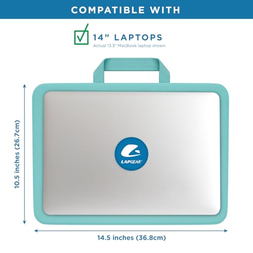 LAPGEAR Compact Lap Desk – Aqua Sky, Fits 14" Laptops | Microbead Cushion, Built-In Pencil Slot, Carry Handle, Fits Standard Letter-Size Paper (8.5" × 11") - color: Aqua Sky, size: 14″ Laptop (Compact)