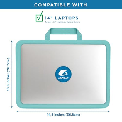 LAPGEAR Compact Lap Desk – Aqua Sky, Fits 14" Laptops | Microbead Cushion, Built-In Pencil Slot, Carry Handle, Fits Standard Letter-Size Paper (8.5" × 11") - color: Aqua Sky, size: 14″ Laptop (Compact)