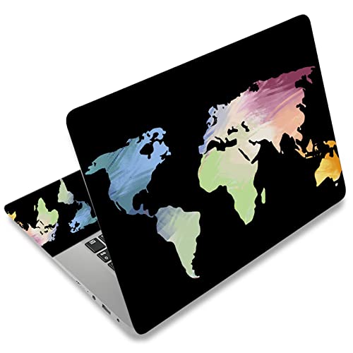 Laptop Skin Sticker Decal,12" 13" 13.3" 14" 15" 15.4" 15.6 inch Laptop Skin Sticker Cover Art Protector Notebook (2 Wrist Pad Skins Included), Decorative Removable, Colorful Map - color: Colorful Map