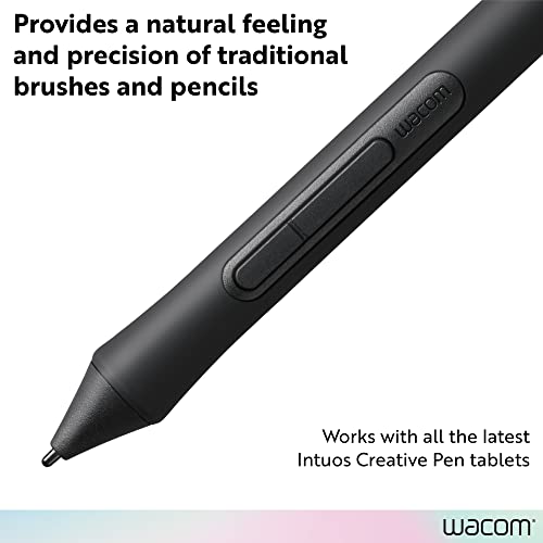 Wacom Intuos Pen LP1100K | Cordless and battery free so pen never needs charging, 2 shortcut buttons, 4,096 levels of pressure sensitivity for control
